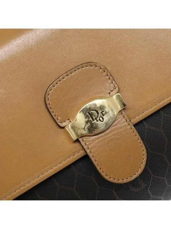 Authentic Christian Dior Honeycomb Canvas Shoulder Bag PVC Black Gold - Picture 16 of 16